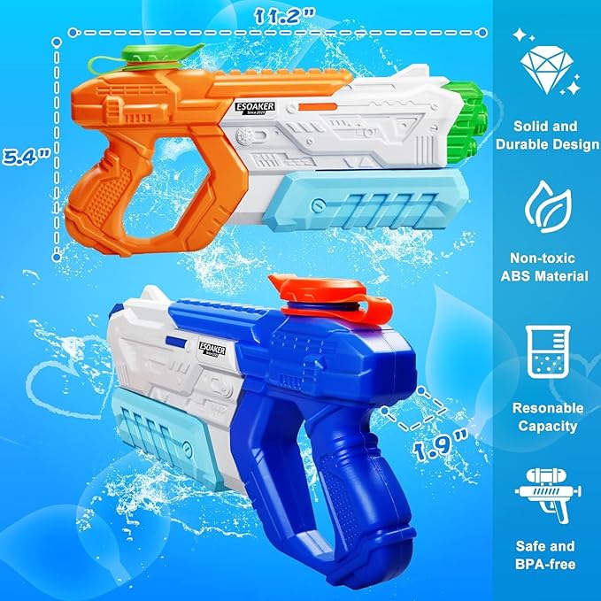 Quanquer Water Gun for Kids Adults- 8 Pack Squirt Water Guns with High Capacity Long Shooting Range - Water Super Blaster Pool Toys for Summer Swimming Beach Water Fighting for Ages 3-5 4-8 8-12