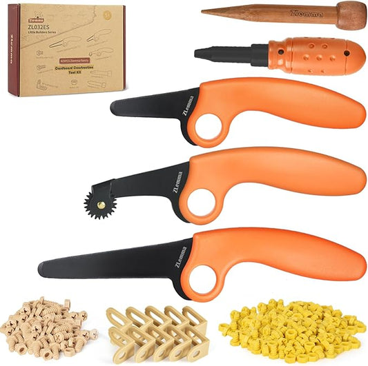 Cardboard Construction Kit - 425 PCS Kids Building Set with Safe Serrated Cutter, Crease Roller, Screws & Nuts, STEM Upcycled Tool for DIY Cardboard Projects, Engineering & Creativity