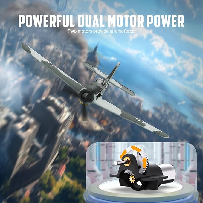 VOLANTEXRC RC Plane FW190 Fighter 4CH Remote Control Airplane RTF with Aileron, Gyro, Aerobatics & 3 Modes to Fly, Hobby Radio Controlled Warbird Aircraft for Adults, Beginners, Boys (761-17)