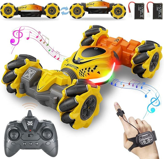 RC Stunt Car, 2.4Ghz Remote Control Sensor 4WD Offroad Car, High Speed Drift 360° Rotating Twist Toy Car with Music Lights, Ages 6-13 Boys Girls Birthday
