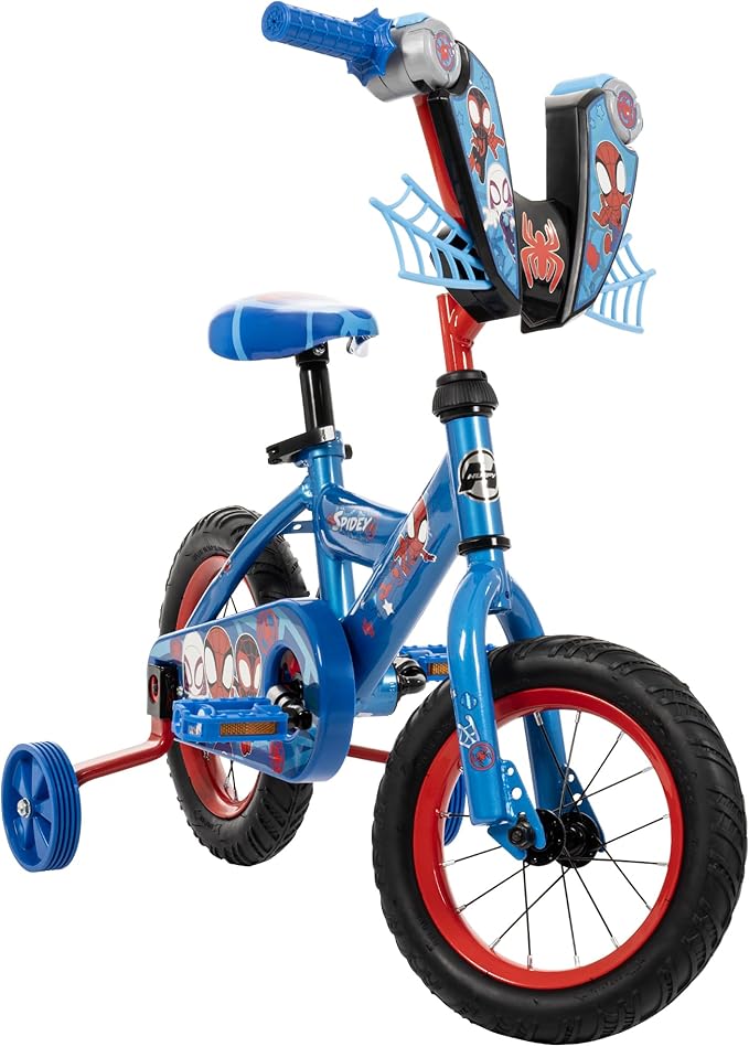 Huffy Disney and Marvel 12/16 Inch Boy's Bike for Kids, Multiple Color Options and Designs Available, Ideal for Ages 3+ Years Old, Removable Training Wheels, Adjustable Seat, Simple Coaster Brake