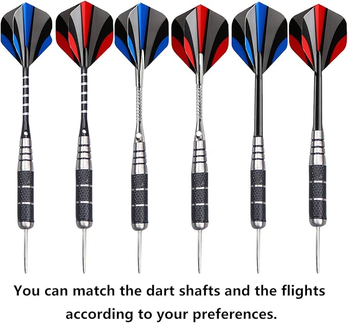 Darts Metal Tip Set Professional Metal Darts for Dartboard Steel Tip Darts with Nonslip Iron Barrel Aluminum Dart Shafts,Extra Flights,Dart Sharpener,Gift Box