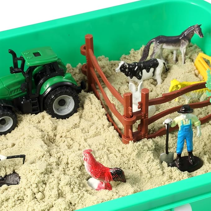 Farm Sensory Bin, Farm Sensory Toys with Play Sand for Toddlers Boys and Girls, Kids Toys Gift Sand Box for Age 3 4 5 6 7 8
