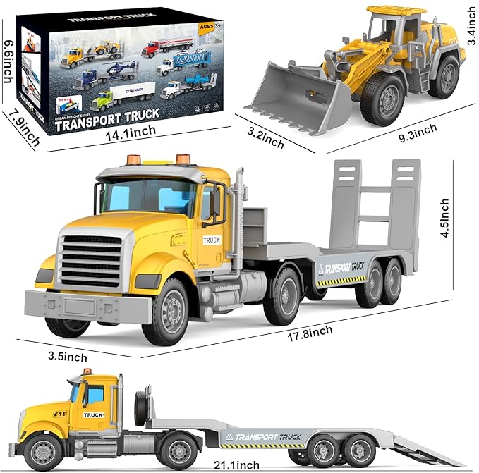 Carrier Vehicle Truck Toys for Kids, Includes Carrier Car and Bulldozer Truck, Cars Toy Birthday Gift for 3+ Years Old Boys and Girls