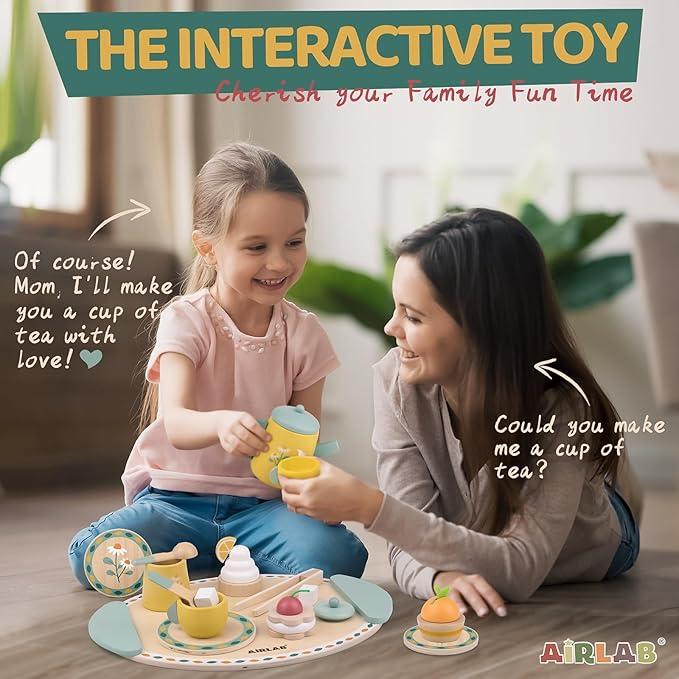 Tea Sets for Toddlers 3-5 Girl Birthday Gift 2 Year Old Princess Party Wooden Play Food Toy Sets for Kids Kitchen Accessories Age 3 4 5 6 Wood Educational Toys