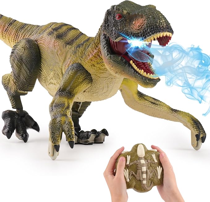 VERTOY Remote Control Dinosaur Toys for Kids 3 4-7 8-12 Year Old - Realistic T-Rex Gift for Boys, RC Walking Dino with Light, Roaring, Spray, Touch Sensing