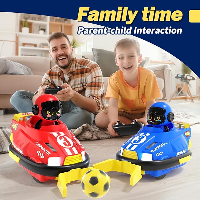 Remote Control Bumper Car Toy Set of 2 Players Football Games|Toddlers Mini RC Car Toys with Light & Sound & 360°Rotating|Christmas Birthday Gifts for 2 3 4 5 Year Old Boys Girls Kids Ideas