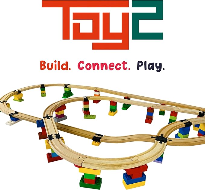 Plastic Track Connectors for Wooden Train Set - 20 Compatible Train Connectors for Duplo & Brio Train Set - Toy2 Track Connectors Spare Parts for Wooden Train Track Set - Allround Medium