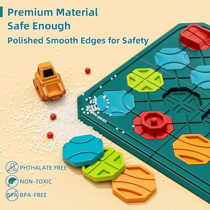 STEM Board Games Educational Learning Toys, Brain Teasers Puzzles Logical Road Builder, Montessori Preschool Birthdays Gifts for Kids Ages 3-8 Year Old, Super Large with 8 Boards