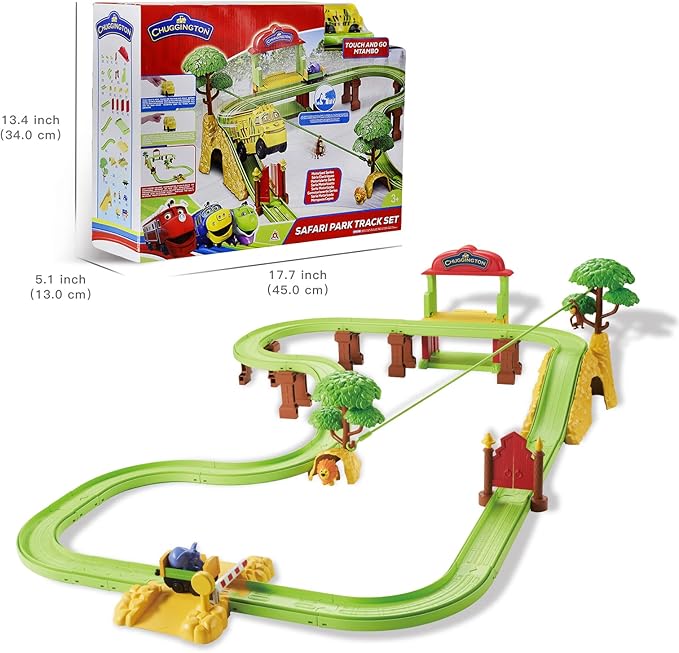 Chuggington Safari Park Track Set with Motorized T.A.G. (Touch and Go) Mtambo, Controlled Gate, 3.75" Toy Train & Animal Friends Included, Toys for 3 4 5 6 7 8 Year Old Boys Girls, Gifts for Birthday