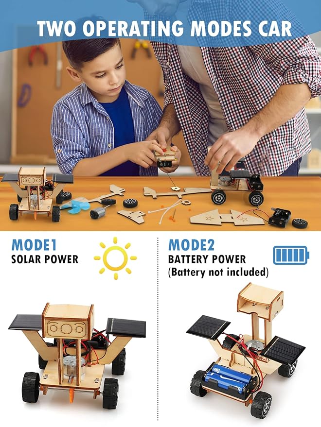 Poraxy STEM Model Car Kits, Toys for Boys Age 8-12, 5 in 1 Kids Wood Building Kit 8-10, 3D Wooden Puzzles, Educational Science Crafts Kits, Birthday Gifts for 8 9 10 11 12 13 14 Years Old Boys