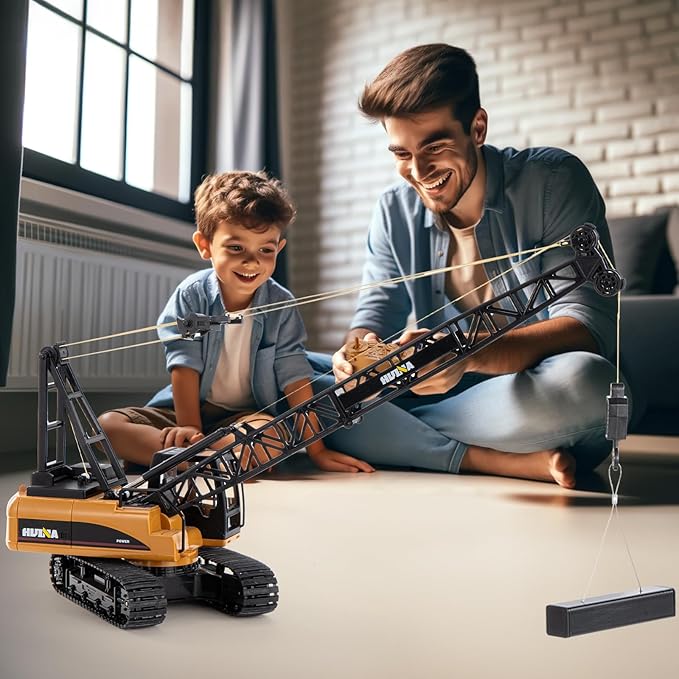 RC Crane Toy, 15CH Remote Control Crane for Boys 8-12, RC Crane Tower Construction Vehicles with Heavy Duty Metal Hook, Birthday Gifts Ideas for Kids Adults, 1:14 Scale Trucks (with Gift)