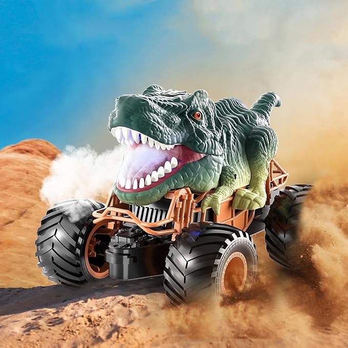 Bennol Remote Control Dinosaur Car, 2.4Ghz RC Truck for Toddlers, Electric Hobby RC Car Toys with Light & Sound Spray Birthday Gift for 3 4 5 6 7 8 Year olds Kids Boys Girl