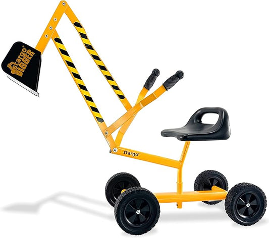 Stargo Kids Excavator Toy Sand Digger on Wheels, Steel Sandbox Digger Toys for Boys, Sand Toys Ride On Excavator, Beach Toys