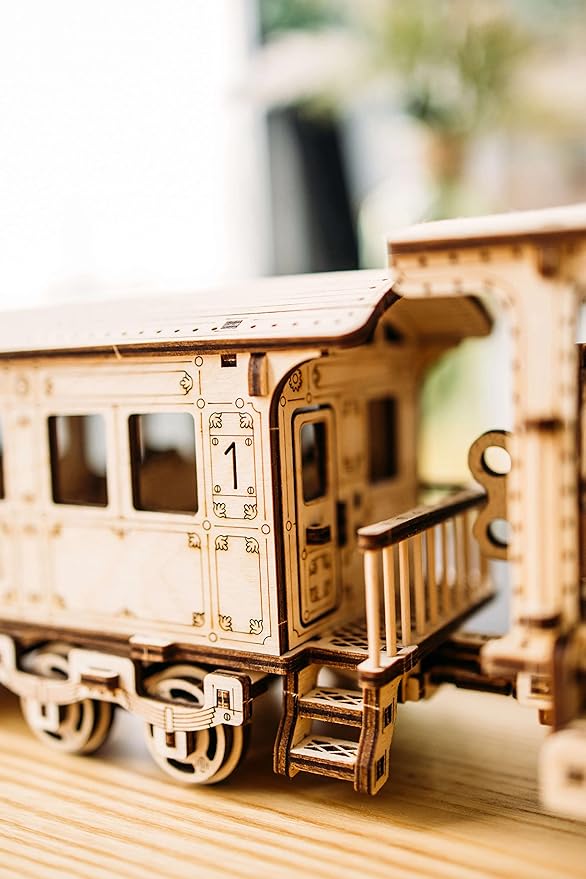 Wood Trick Wooden Train Toy Set with Railway - Mechanical Locomotive Train Model Kit - 3D Wooden Puzzle Puzzle for Adults and Kids, Best DIY Toy