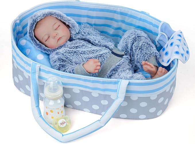 BABESIDE Lifelike Reborn Baby Dolls Boys - 17-Inch Soft Body Realistic-Newborn Baby Full Body Vinyl Anatomically Correct Real Life Baby Dolls with Basket & Rabbit Doll for 3+ Year Old Kids
