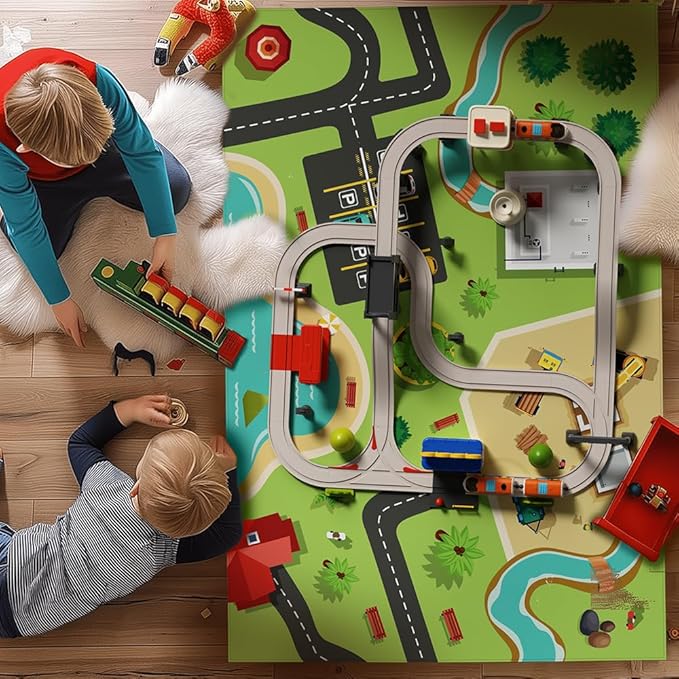 57 pcs High-Speed Train Set for Urban Rail Adventure, Magnetic Connection Train for Boys & Girls, Train Track for 3-7 Years Old Toddlers & Kids, Railway Set Christmas Toys for Kids