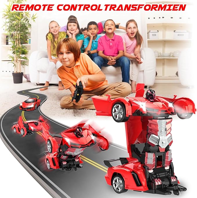 Remote Control Car Toys - Transforming RC Cars for Kids, Transform Toys Car Robot, Gift Kids Toys for 3 4 5 6 7 8 10 12 Years Old Boy, Red