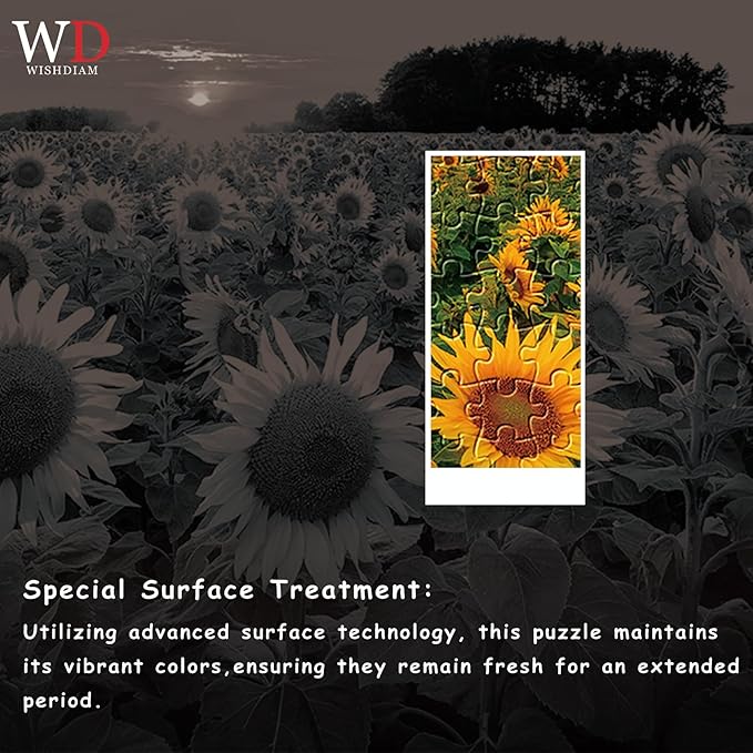 Jigsaw Puzzles Colorful Sunflower - WISHDIAM Puzzles for Adults - 2 Pack 1000 Pieces Nature Floral Impossible Difficult Challenging Puzzles for Home Decor Birthday Party Gifts Toy for Men Women