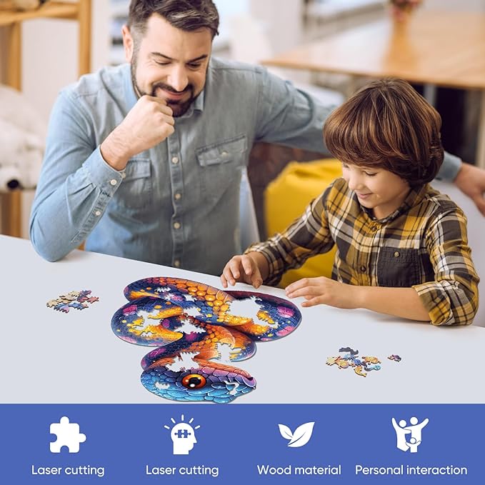 Wooden Puzzle for Adults, Snake Wooden Jigsaw Puzzles(16.6 * 16.9in-500pcs), Unique Shape Animal Adult Puzzles,Irregular Wood Puzzles Best Gift for Adults and Kids Family Game