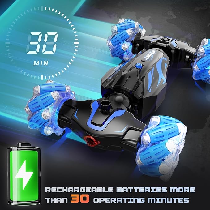 BEZGAR Gesture Sensing RC Stunt Car - Boys Toys Age 6-12, 2.4Ghz Remote Control Twist Car with Light & Music, 4WD Hand Controlled RC Cars, Birthday Gifts for Kids 6 7 8 9 10 11 12 Years Old