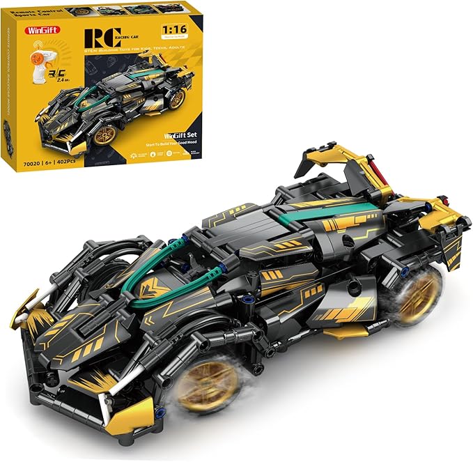 402 Piece Remote Control Racing Car Building Set for Kids,STEM 1:16 technology Sports Car Collection Model Brick Kit,Rechargeable RC Sports Cars Toy Set Gift for 6 7 8+ Year Old Boys and Girls