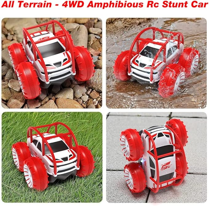 MaxTronic Amphibious Remote Control Car,Rechargeable RC Cars Toy 360° Flips Rotation Stunt Crawler 15KM/H 4WD All Terrain Outdoor Indoor Toy for Kids Boys Girls 3-12