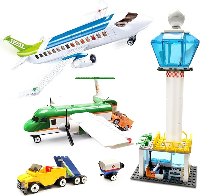 City Passenger Airplane Building Toy Set,With Airport Passenger Terminal,Radar Tower,Luggage Truck,Container Loader And 7 Figures,Aviones 747 Plane Set For Kids 6+ (Passenger Airplane 731Pcs)