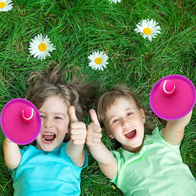 EVERICH Upgraded Toss and Catch Ball Game Set - Indoor and Outdoor Games for Kids 3-12, Beach Sand Pool Water Toy Includes 2 Paddles 2 Sticky Balls, Great Birthday Easter Gifts for Boys Girls