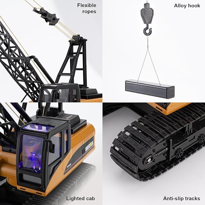 RC Crane Toy, 15CH Remote Control Crane for Boys 8-12, RC Crane Tower Construction Vehicles with Heavy Duty Metal Hook, Birthday Gifts Ideas for Kids Adults, 1:14 Scale Trucks (with Gift)
