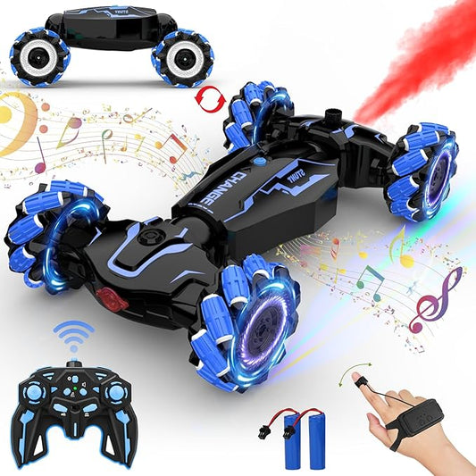 Gesture Sensing RC Stunt Car - 2.4GHz 4WD Drift Hand Remote Controlled Twist Stunts Cars Offroad 360° Rotation, Lights & Music, Birthday Gift for Boys & Girls Ages 6-12