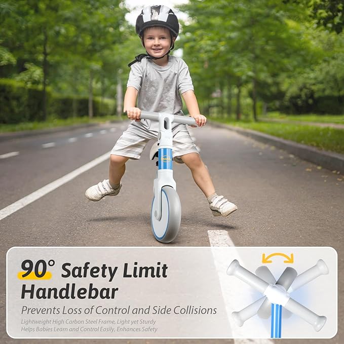 Balance Bike for 2 Year Old, Adjustable Seat & Handlebar, Age18 Months to 5 Years Old, No-Pedal Training Bike Toddler Push Bicycle First Gifts-Blue