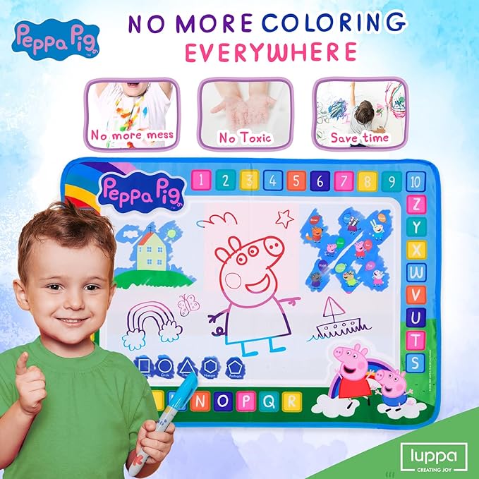 Kids Toys Water Doodle Mat - Peppa Pig Reusable Painting Writing Color Doodle Mat Drawing Board, Toddler Educational Toys for Age 3 and Up Year Old Girls & Boys (50cm x 70cm)
