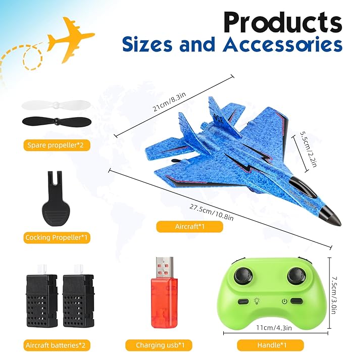RC Plane, Remote Control Wireless Airplane Toy - RC Plane Remote Control 2CH 2.4Ghz RC Plane with Lights, Remote Control Airplanes Foam RC Fighter Airlane Jet for Adults Kids