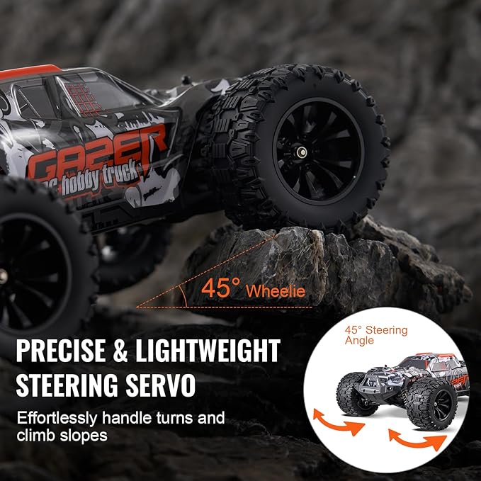 VEVOR Remote Control Car, 1:14 Scale RC for Kids, All Terrain 4WD Off-Road Monster Truck with 45 Wheelie & 2 Batteries, 38 km/h High Speed Hobby Racing - Ideal Gift for 8+ Years Kids