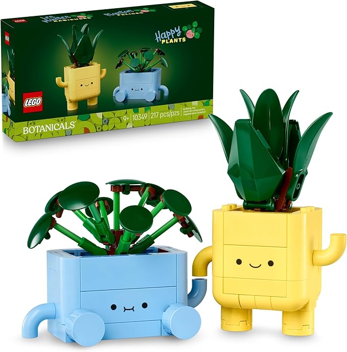 LEGO Botanicals Happy Plants Building Toy for Kids, Girls, and Boys 9+ - Playroom Decor for Desk or Shelf - Birthday Gift Idea for Young Gardeners - Artificial Indoor Plants for Play & Display - 10349
