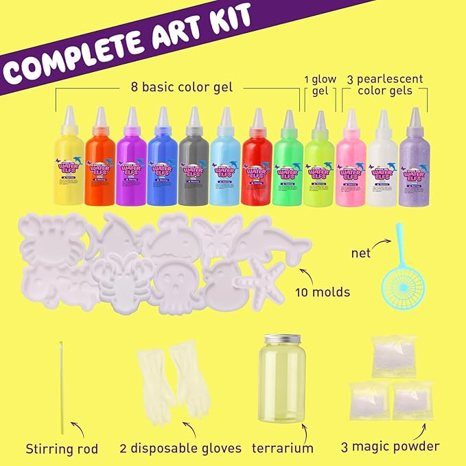 Aqua Fairy Water Gel Kit for Kids - Water Elf Toy Kits - DIY Squishy Water Toys - Arts and Crafts for Kid - Make Your Own Squishies Toys Gifts for Boys & Girls