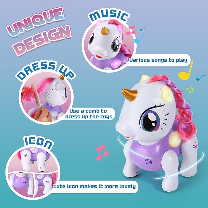 PETNEY Remote Control Robot Pets Toys for Ages 5-7，Interactive Voice Control，Rechargeable & Recordable，Touch Sensing，STEM Toy Program Treats, Walking, Dancing Robot Toys for Girls (Purple)