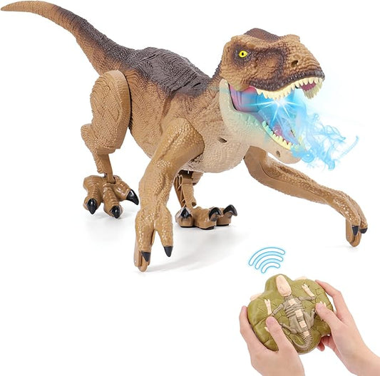 VERTOY Remote Control Dinosaur Toys for Boys 3-5 4-7 8-12 Year Old - Realistic Big T-Rex Gift Ideas for Kids, RC Walking Dino with Roaring, Spray, Light, Touch Sensing