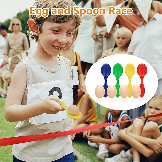 32 Pcs Outdoor Games Potato Sack Race Bags for Kids Adults, Bean Bag Toss Game, 3 Legged Race Bands, Egg Spoon Relay Race Game, Carnival Outside Yard Lawn Games for Easter Christmas Birthday Party