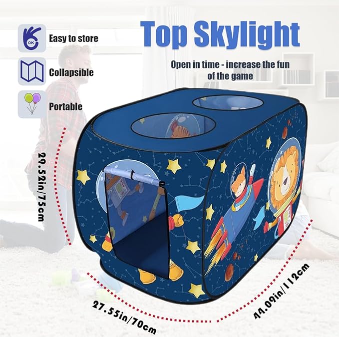 Pop Up Tent for Kids.Rocket Tent for Kids.Large, Easy to Organize Space Tent for Kids.Rocket Ship Tent.Space Ship Tent.Boys and Girls Imaginative Play.Spaceship Playhouse Tent Set, Blue