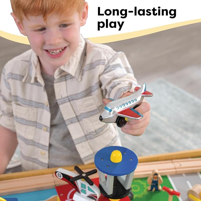 KidKraft Waterfall Mountain Wooden Train Set & Table with 120 Pieces, 3 Storage Bins