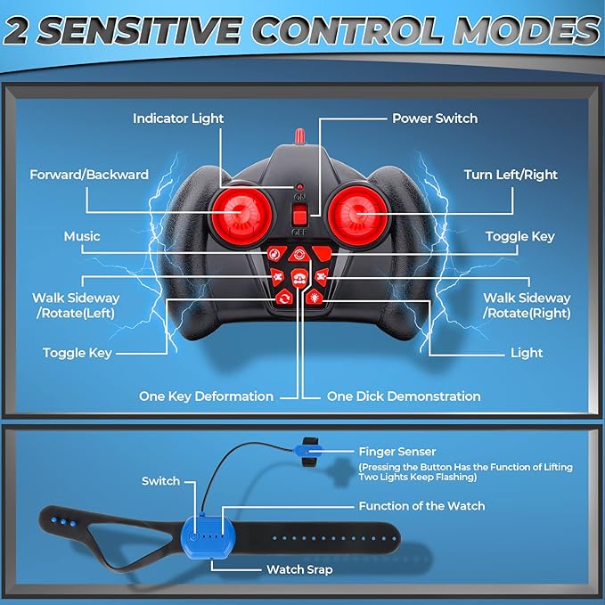 Dysaim Gesture Sensing RC Stunt Car Toys for 6-12 Boys&Girls - Birthday for Kids, Hand Controlled 2.4Ghz Remote Control Twist Cars, 4WD Transform All-Terrain Off Road Vehicle