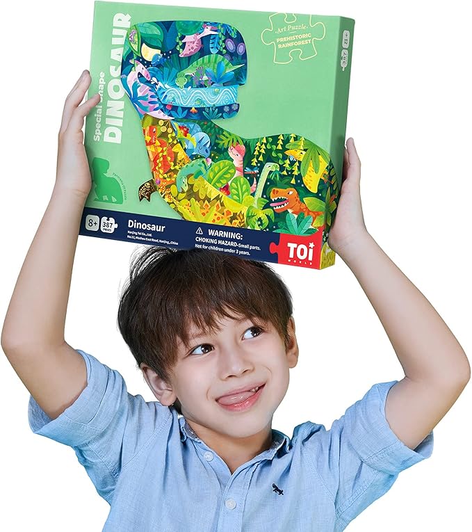 TOI Dinosaur Floor Puzzles for Kids Aged 6-8, 158 Pieces Animal Shaped Jigsaw Puzzles, Preschool Dinosaur Puzzle for Boys and Girls Educational Toy
