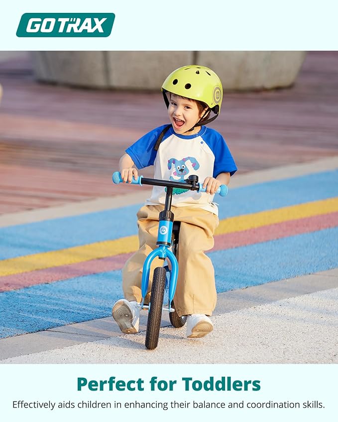 Gotrax KS12 Balance Bike for 2-5, 12" Toddlers Push Bike with LED Light, Adjustable Soft Seat & Handlebar, Flat-Free Tires & Easy Assembly Kids Bicycle, Lightweight & No Pedal, Gift for Boys Girls