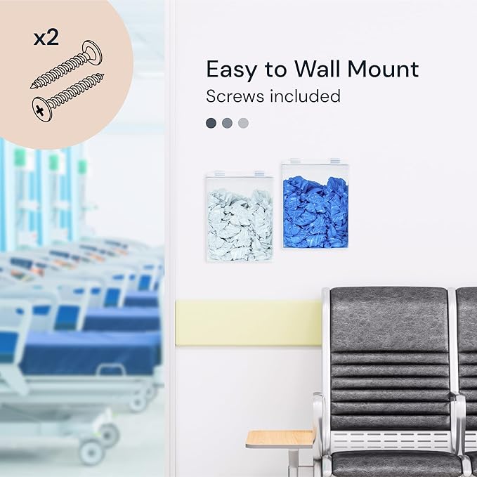 Glove Dispenser Wall Mount - Medium Clear Acrylic - Latex Glove Storage & Hair Net Dispenser - Acrylic Wall Mount Container for Household Essentials