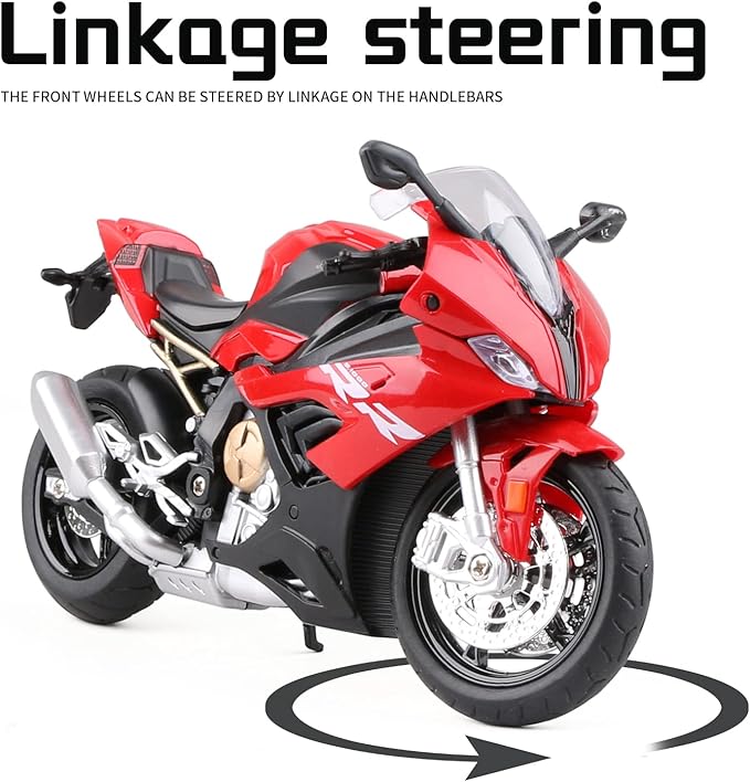 COOLPUR Die Cast Motorcycle Model for S1000RR, Realistic Motorcycle Model, 1:12 Scale Kids Moto Toy or Collection, Boyfriend,Young Peoples Gift(red)