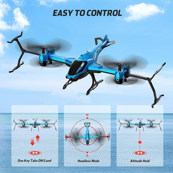 VATOS RC Helicopter 2.4G, All in 1 Remote Control Helicopter Super Function 360° Flip, Obstacle Avoidance, Altitude Hold, One Key take Off/Landing, RC Plane Toy Gifts for Kids Adults