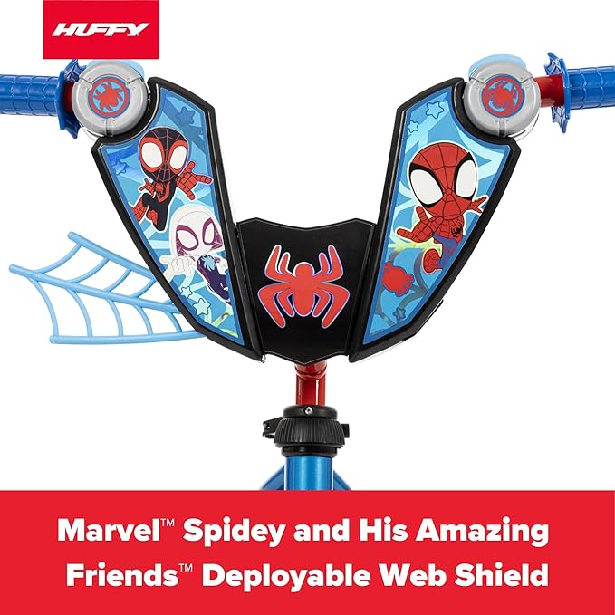 Huffy Disney and Marvel 12/16 Inch Boy's Bike for Kids, Multiple Color Options and Designs Available, Ideal for Ages 3+ Years Old, Removable Training Wheels, Adjustable Seat, Simple Coaster Brake