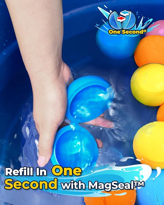 Reusable Water Bomb balloons, Magnetic Refillable Water balls - Pool Toys for Boys and Girls, Beach Outdoor Activities Water Games Toy for kids Self Sealing Water Splash Ball (5Pack)